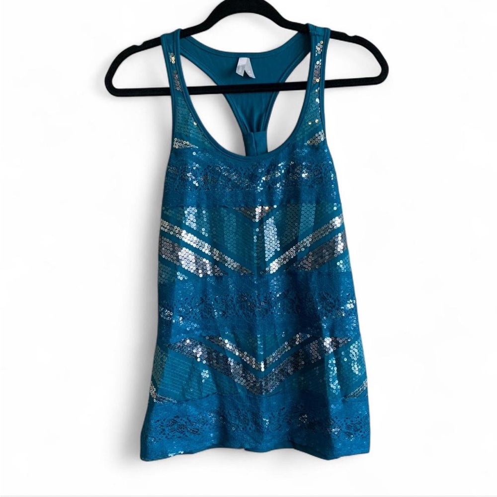 Y2K Vanity Blue Sequin Tank Top! Size Medium!